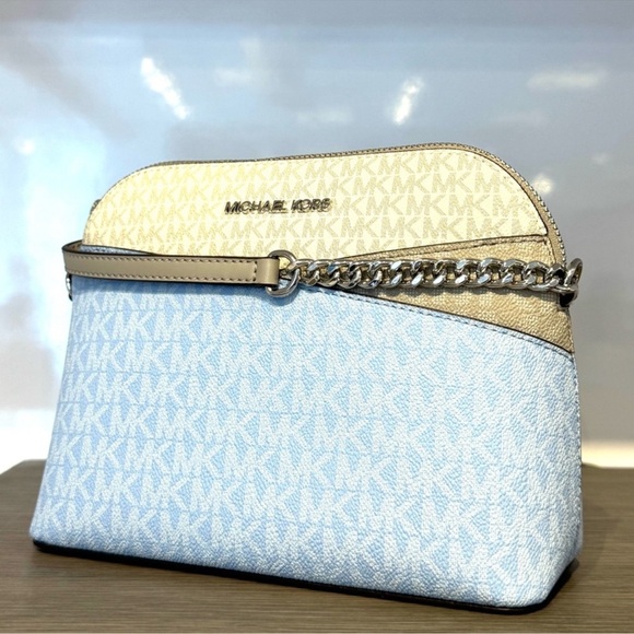 Michael Kors Medium Dome Jet Set Travel Color-Block Signature Logo Crossbody Bag - Picture 2 of 10